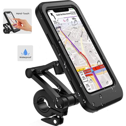 Adjustable Waterproof Bicycle Phone Holder 6.7Inch Motorcycle Mobile Cellphone GPS Holder Mount 360° Rotatable Anti-Shake Stable