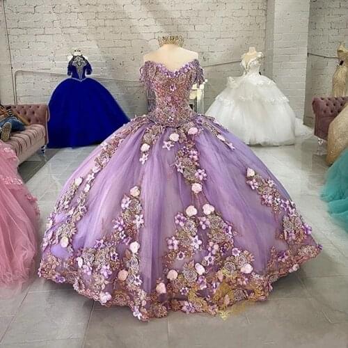 Luxurious Purple Off Shoulder Beads Quinceanera Dresses Ball Gown For Sweet 16 Yearvestidos de 15 años anos