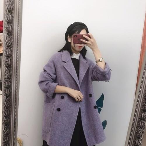 Wool Coat Women Vintage Women Coat Double Side Long Jacket Oversize Windbreaker Abrigos Mujer Invierno 2020 18001 YY1112