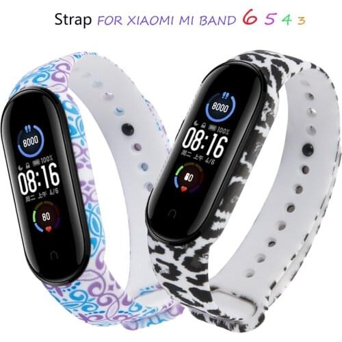 For Mi Band 6 5 4 Wristband Silicone Varied Flowers Printing Bracelet Fashionable Wrist band correa Strap For Xiaomi Mi band 3 4