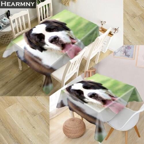 Saint Bernard Dog Tablecloth Waterproof Oxford Fabric Square/Rectangular Tablecloth For Wedding Table Cloth TV Covers 140x200CM