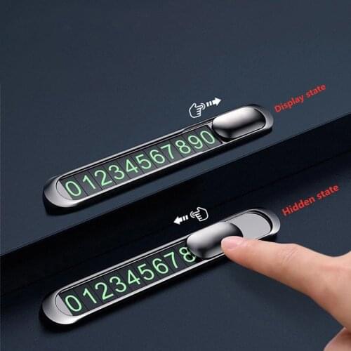 Alloy Texture Hidden Temporary Parking Card Metal Auto Phone Number Card Plate Car Styling Telephone Number Fluorescence Sticker