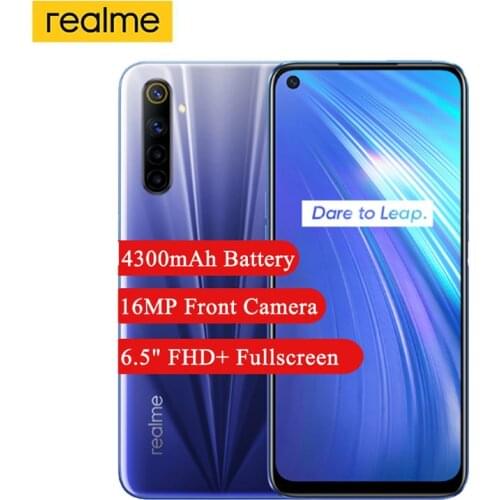 Realme 6 Smartphone 6.5" Full Screen 90Hz Display Helio G90T Octa-Core 64MP Android 10 Camera 4300mAh NFC Mobile Phone
