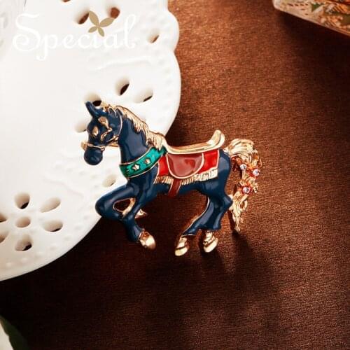 Special New Fashion Enamel Brooches Pin Lovely Horse Brooch Bouquet Animal Wedding Jewelry 2018 Gifts for Women S1727B