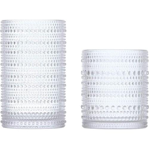Vintage Beaded Water Glass,Iced Beverage Glass,Double Old Fashion Glass, Cocktail Glass