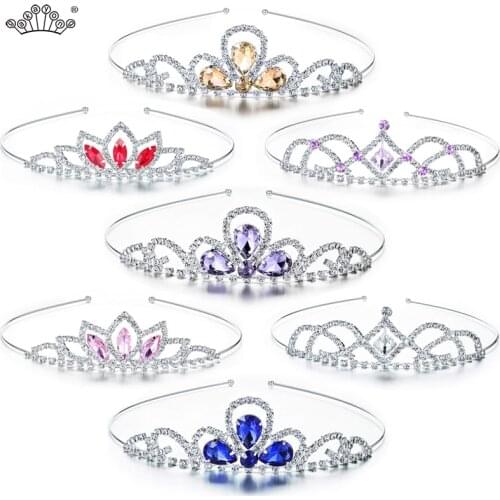 7piece/lot Princess Crystal Tiaras and Crowns for Women Girl Headband Kid Girls Bridal Prom Crown Wedding Party Accessiories