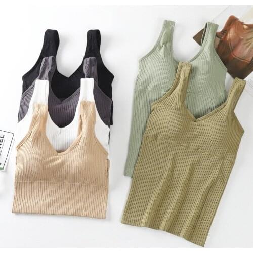 ATHVOTAR Sexy Tank Tube Top Seamless Underwear Beauty Back Solid Sleeveless Long Vest Padded Crop Tops Bandeau Women Camisoles