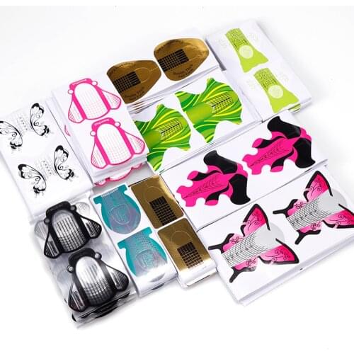 50Pcs/Pack Nail Art Tools Nail Extension UV Gel Tips Extension Builder Form Guide For Nail Extension Stencil Manicure Tools