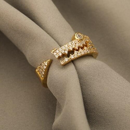 Cubic Zirconia Crocodile Shape Rings For Women Adjustable Animal Rings Gothic Crystal Jewelry Vintage Aesthetic Birthday Gift