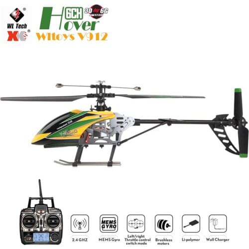 WLtoys V912 RC Helicopter larger 4CH 2.4G Single Blade Brushless Motor Head Lamp Light RC Quadcopter Drone Toys For Kids Gifts