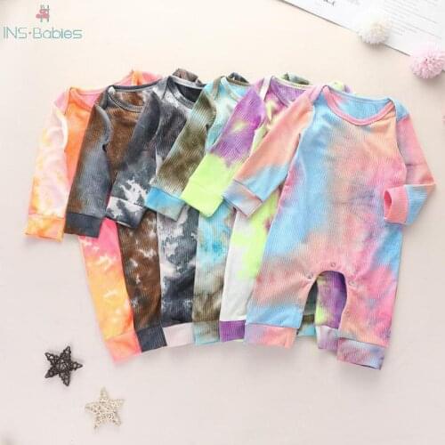 Spring NewBorn Baby Clothes for girls and boys Baby Winter Rompers Tie dye colofull long sleeve Jumpsuit Halloween Costume 2020