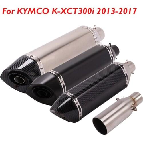 Motorcycle Exhaust System Muffler Silencer Escape Tip Middle Mid Link Tube Slip on Pipe for KYMCO K-XCT300i 2013-2017