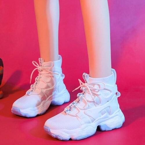 Womens Sneakers Air Mesh High Top Sneakers Korean Fashion Tennis Shoes Leisure Breathable Sports Running Shoes Spring 2021 New