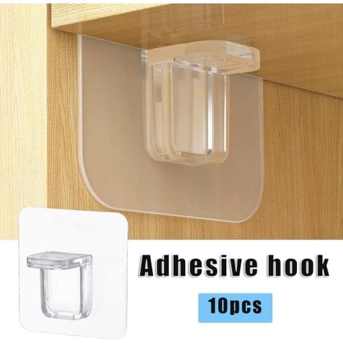 10 Pcs Shelf Support Pegs Punch Free Self Adhesive Shelves Clips for Kitchen Cabinet Book Shelves Strong Partition Pin NW