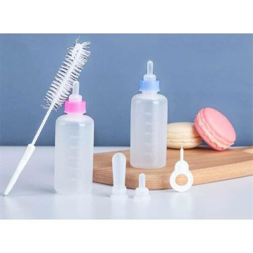 18 Sets Puppy Feeding Bottle Kits Kitten Nursing Bottle Milk Feeder With Needle Replacement Nipples Cleaning Brush Wholesale X2