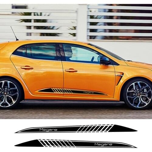 2PCS Car Door Side Stickers Vinyl Film Auto Racing Sport Styling Decal For Renault Megane 2 3 Automobiles Tuning Car Accessories