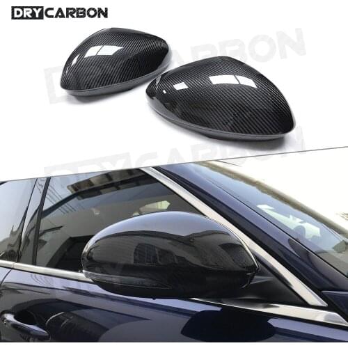2PCS Carbon Fiber Car Rear View Mirror Cover Cap Car Side Mirror Shell Case Protect Sticker ABS for Alfa Romeo Giulia 2017- 2019