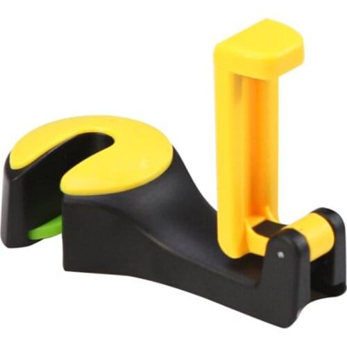1pcs 2 In 1 Car Headrest Hook With Phone Holder Seat Back Hanger For Bag Handbag Purse Grocery Cloth Foldble Clips Organizer