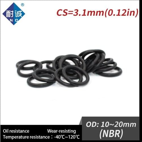 20PCS/lot Rubber Black NBR CS3.1mm OD10/11/12/13/14/15/16/17/18/19/20mm O Ring Gasket Oil resistant waterproof
