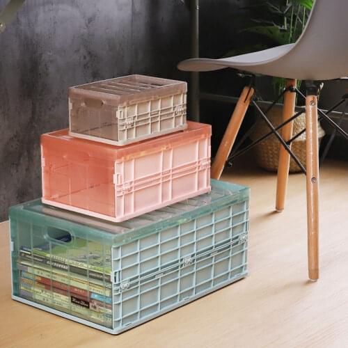 2021 New Desktop Folding Storage Basket Sundry Toys Snack Box Dormitory Artifact Storage Basket with Cover Office Supplies
