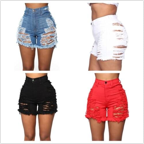 2021 New 6 Color Summer Women Shorts Jeans Fashion Sexy Ripped Hole High Waist Denim Shorts Plus Size Shorts S-5XL Drop ship