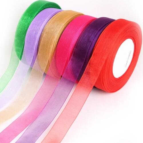 50Yard/lot 20mm Solid Color Organza Ribbon Wedding Decoration DIY Gift Wrapping Crafts Christmas Ribbon