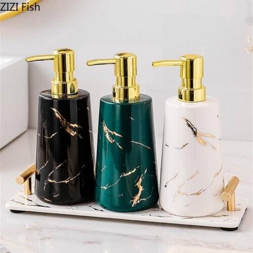 550/300ml Liquid Filling Bottle Ceramic Lotion Bottle Push Type Shower Gel Shampoo Bottle Home Bathroom Soap Dispenser Set