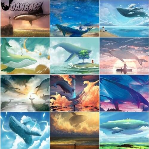 Anime Diamond Painting Whale Landscape Cross Stitch Embroidery 5D Diy Mosaic Kit Hand Inlaid Gift Design Wall Decoration