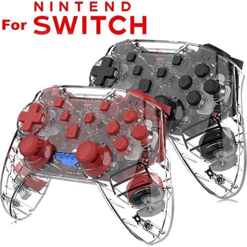 Wireless Bluetooth Controller Gamepad For Nintendo Switch Pro Crystal Shell Joystick Trigger 6-Axis Gyro Sensor Game Pad