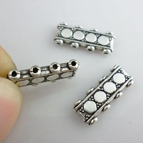 40pcs Tibetan Silver Rectangle 4 holes Connectors Charm Beads 17x6mm Jewelry Findings