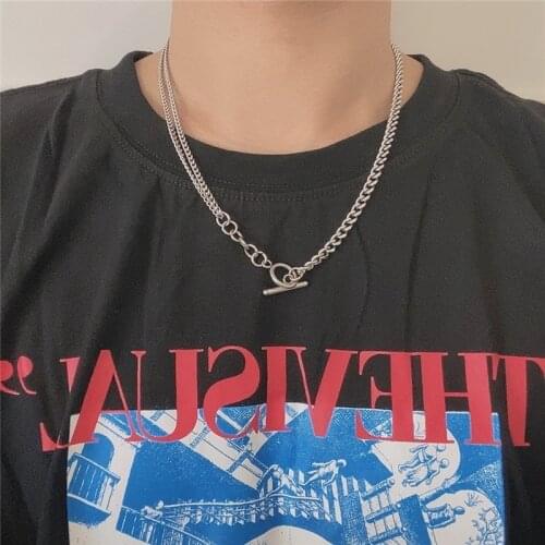 Fashion splicing titanium steel stainless steel necklace hip hop men and women chain hot sale