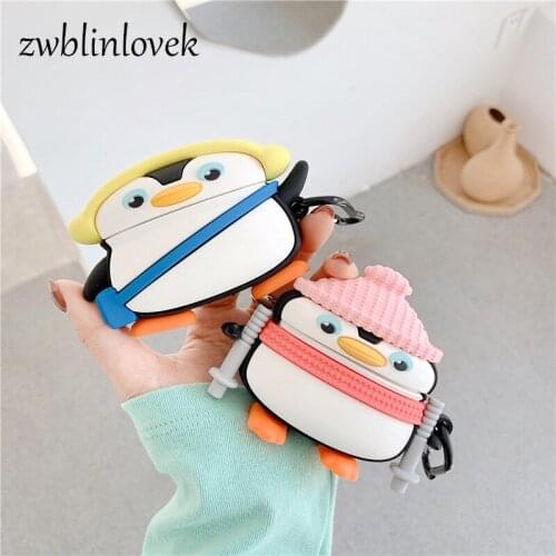 Cute 3D Cartoon Penguin Ski Case Soft Wireless Headset Cover Wireless Stere Protective Case For Airpods 2 Pro 3 Cover