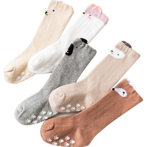 Childrens socks Baby Socks Knee High Boy Girl Infant Toddler Cotton Socks Anti Slip Cartoon Animal Fashion for 0-24 Months