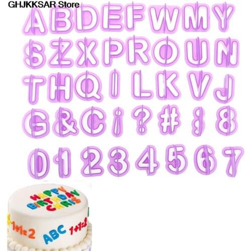 40PCs Plastic Alphabet Letter Number Fondant Cake Biscuit Baking Mould Cookie Cutters and stamps Cake DIY Alphabet Mold HOT