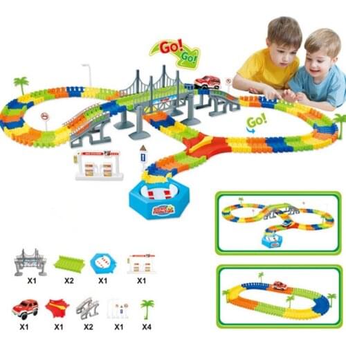 DROPSHIPPING Mega Set Miraculous Race Track Bend Flex Car Toy Track Set DIY Tracks with Electronic Rail Racing Car Birthday Gift