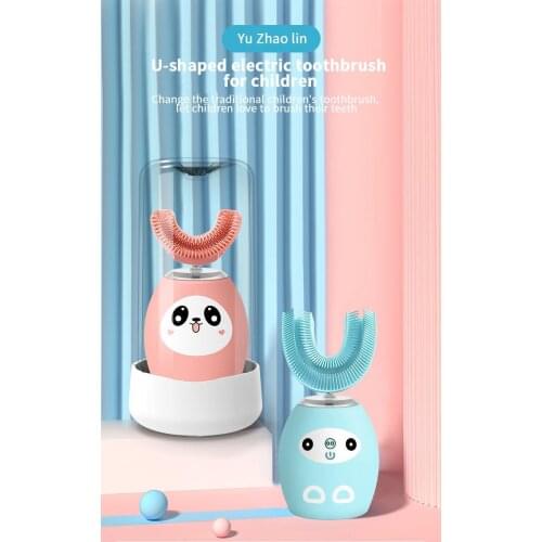 360 Degrees U Shape Electric Toothbrush With Music Smart Silicon Ultrasonic Tooth Brush Cartoon Pattern For Kids Children