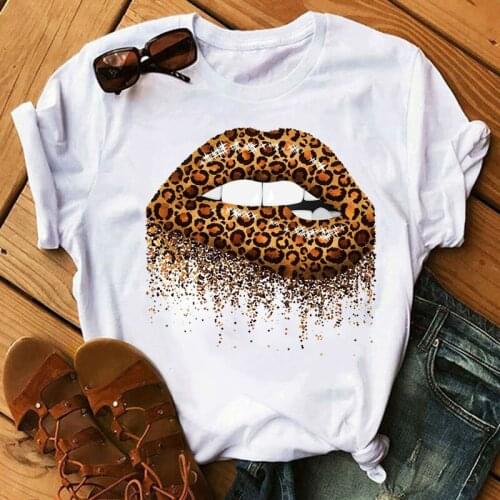 Leopard Lips T Shirt New Fashion Women T Shirt Casual Short Sleeve Tops Female Cute Graphic Tee Shirts Summer T Shirt Women Tops