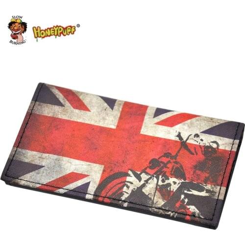 HONEYPUFF Protable PU Leather Tobacco Pouch Bag For 78MM/70MM Paper Storage Smoking Cigarette Bag British Style Storage Bag Case