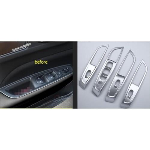 Lapetus Inner 4 Door Armrest Window Lift Control Button Panel Cover Trim Fit For Renault Koleos 2017 2018 2019 2020 ABS Interior