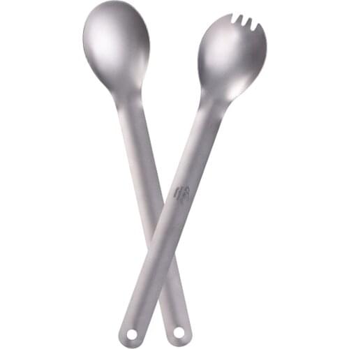 Long Handle Titanium Spork Spoon Camping Portable Environmental For Kitchen Outdoor Camping Hiking Picnic Tableware Boosted
