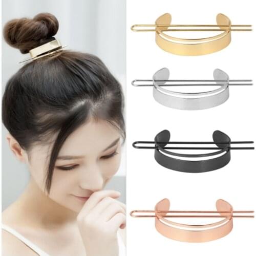 Metal Hairpins Glossy Half Circle Hairband U-shaped Headwear Barrette Girls Fixed Ponytail Hair Accessories for Women Gifts