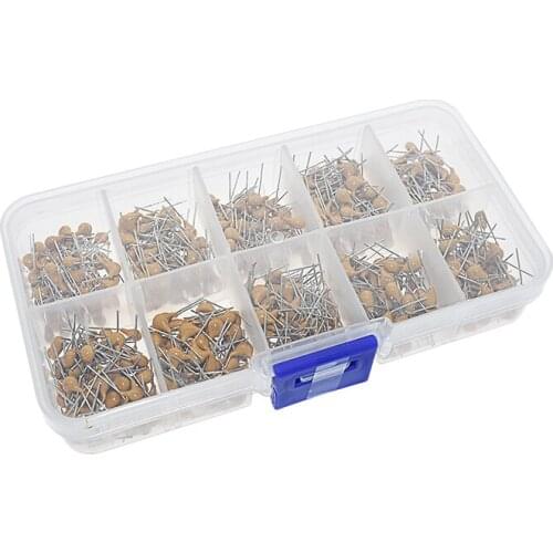 Suq 500pcs/lot 10Values*50pcs 0.1uF-10uF(104~106) 50V Multilayer Ceramic Capacitors Assorted Kit Assortment Set with Storage Box