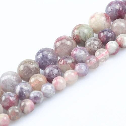 Natural Gem Stone Beads Multicolor Tourmaline Loose Mineral Beads For Beadwork Jewelry Making Diy Bracelet Charms 15'' 6 8 10mm