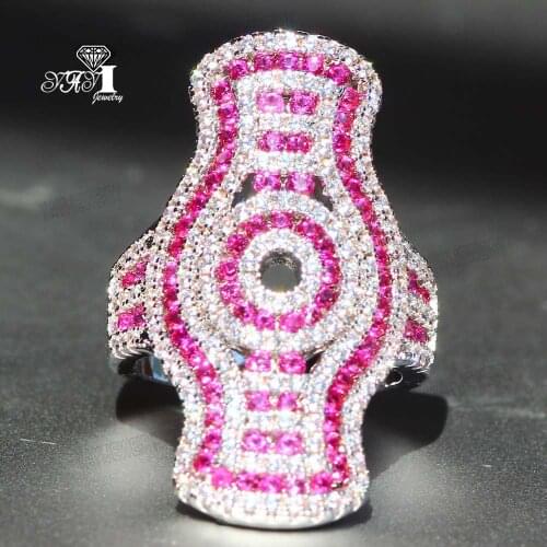 New YaYI Fine Jewelry Top Quality Princess Cut 200pcs+ Gemstone Moissanite Zirconia Silver Color Wedding Couples Copper Rings