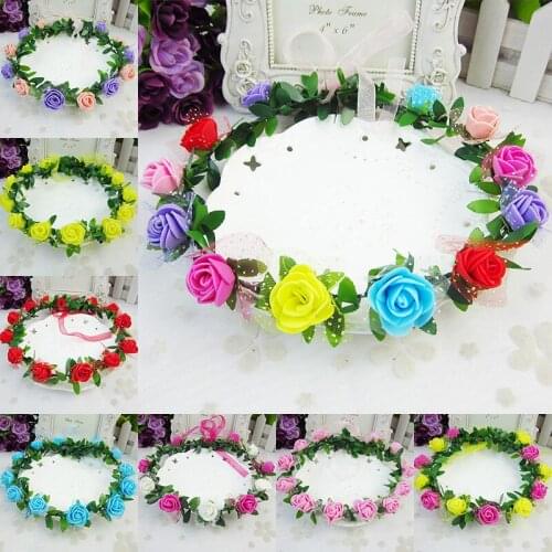 New Fashion High-End Foam Flower Wreath Tourist Souvenirs The Roses Simulation Bride Headdress Hair Band Accessories