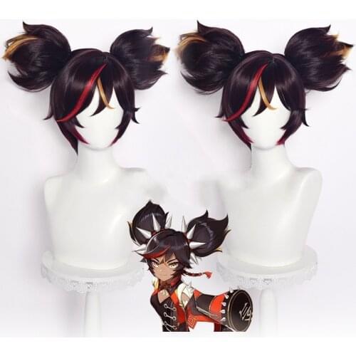 Game Genshin Impact XinYan Cosplay 30cm Wig Halloween Party Costume Accessories For Unisex