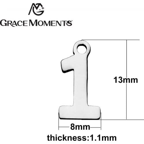 10pcs/lot High Polishing 316L Stainless Steel DIY Charm Arabic Numbers Charm For Making Women Jewelry Birthday Accessories