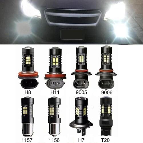 2Pcs H7 H8 H11 9005 9006 1156 BA15S 1157 BAY15D T20 7443 3030 SMD LED Auto Fog Lamp Car Anti Fog Light Bulb Foglamps 6000K White