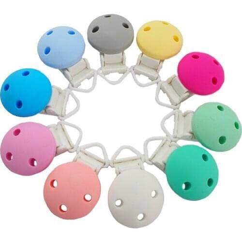 Chenkai 10PCS Silicone Round Clips Soother Nursing Teething BPA Free For DIY Baby Dummy Montessori Pacifier Chain Accessories