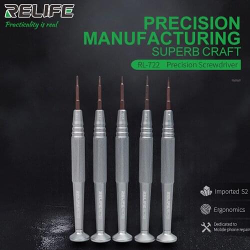 RELIFE RL-722 Precision Screwdriver Y0.6 T2 Plum blossom 0.8 Cross 1.2 1.5 For IPHONE Android Mobile Phone Opening Tool
